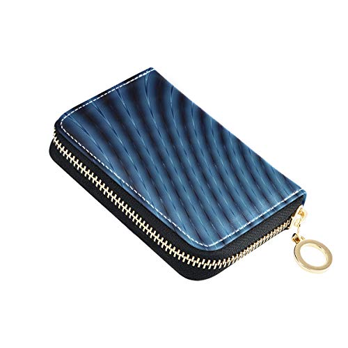 Cartera para Tarjetas de Monedas Resumen 3D Líneas Azules Licuadora Lindo Tarjetero para Mujeres Cuero de PU Cremallera Alrededor Monedero de tamaño Compacto con Ranuras para Tarjetas para Mujeres Se