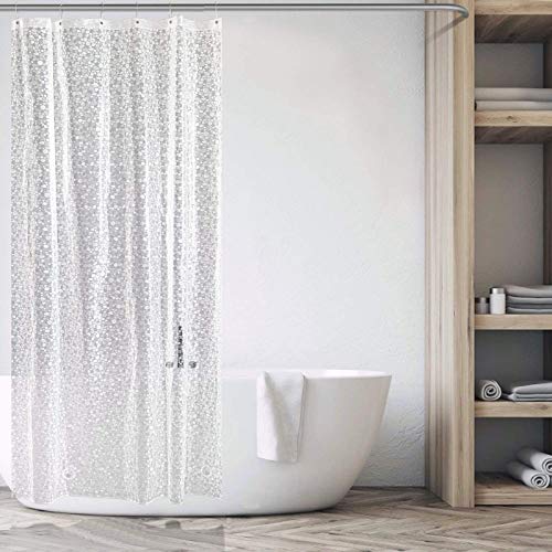 Carttiya Cortina Ducha Impermeable EVA- Cortina Baño/Bañera Antimoho & Antibacteriano,Semitransparente, 100 x 180 CM, con 3 Imanes en la Parte Inferior y 12 Ganchos de Metal Antioxidantes