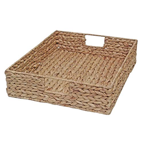 Casa Furnishings - Cesta de Mimbre para Almacenamiento Superficial, Bandeja de exhibición, Jacinto de Agua, Natural, X Large - L 46 x W 36 x H 10 cm