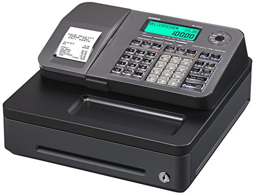 Casio SE-S100SB SR FIS GDPdU a habilitar caja registradora incluyendo licencia de software, tarjeta SD y la batería paquete completo y línea telefónica gratuita, plata/negro