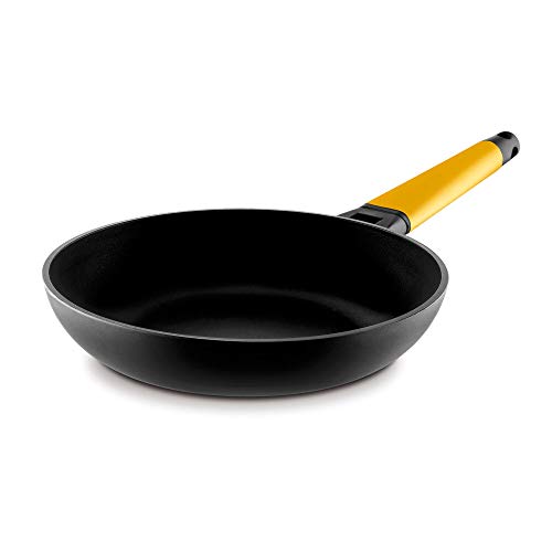 Castey - Sartén, Cuerpo de aluminio fundido, Base full induction, 26 cm Mango Amarillo