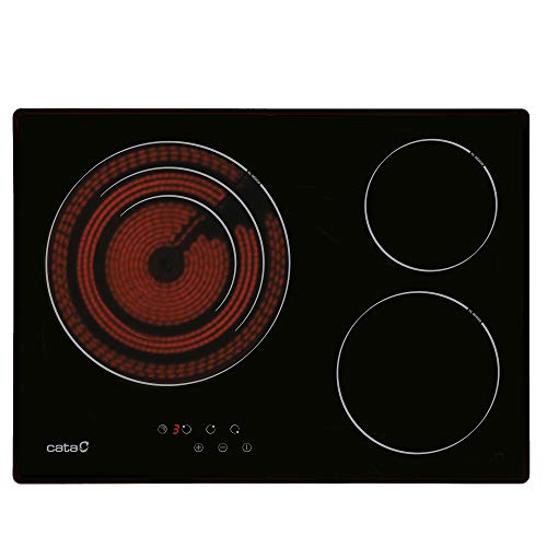 Cata Modelo TT 5003 | Vitroceramica 3 Fuegos 9 Niveles Ancho de 60 cm | Placa con 5,7 kW de Potencia, 2700 W, Vidrio y cerámica, Negro