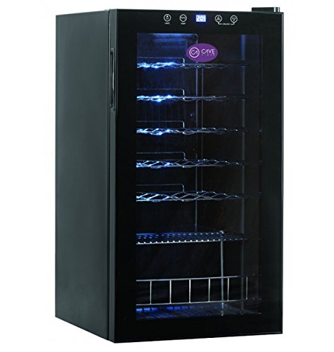 Cavevinum CV-28C Vinoteca Pequeña para Vinos Tintos y Blancos, Acero Inoxidable, Negro, 43x48x83 cm