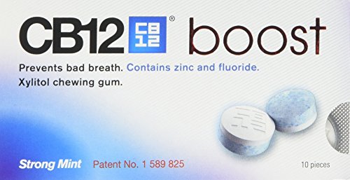 CB12 Boost - Chicle sin de azucar de sabor a menta fuerte - 1 pack de 10 unidades