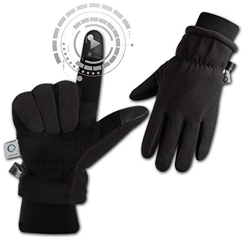 ccbetter Guantes de invierno ciervo piel ante palmera y cálido Forro Polar de protección contra el frío Snow trabajo – Guantes de esquí, color Negro , tamaño small