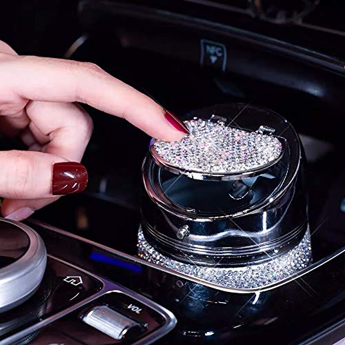 CCZMD Tabla cenicero Nuevo Rhinestone cenicero del Coche portátil con Crystal Diamond Light Led cenicero del Coche Taza cenicero de Almacenamiento,B