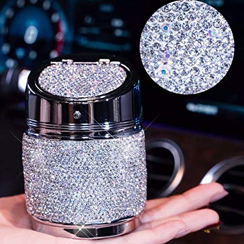 CCZMD Tabla cenicero Nuevo Rhinestone cenicero del Coche portátil con Crystal Diamond Light Led cenicero del Coche Taza cenicero de Almacenamiento,B