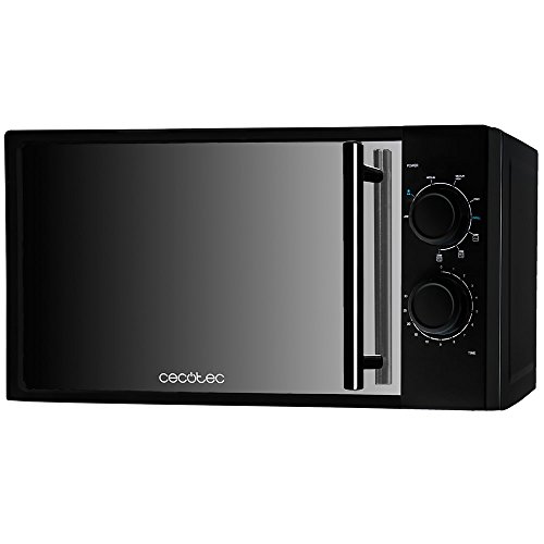 Cecotec All Black Grill - Microondas con Grill, Capacidad de 20l, 700 W, grill de 900W, 9 Niveles Funcionamiento, Temporizador 30 min, Modo Descongelar, Negro