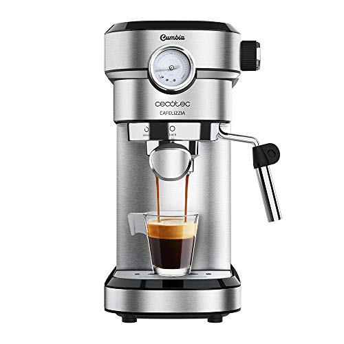 Cecotec Cafetera Express Cafelizzia 790 Steel Pro. Acero Inoxidable, Sistema Thermoblock, 20 Bares, ModoAuto 1 y 2 Cafés, Vaporizador Orientable, Conducto de Agua para Infusiones