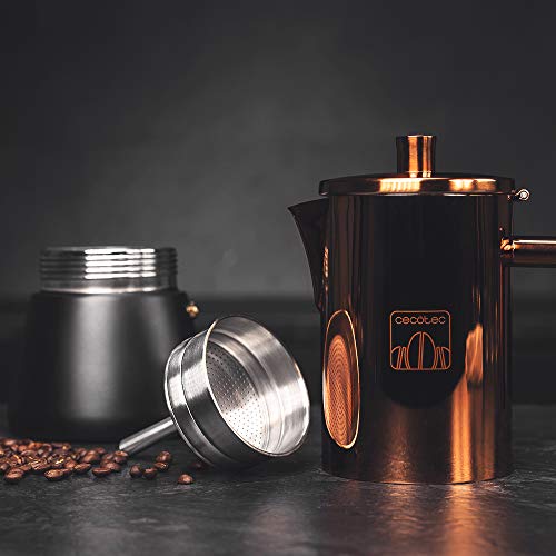 Cecotec Cafetera italiana Moking 1000.Acero inoxidable, diseño elegante, apta para lavavajillas, capacidad 500 ml, apta para cocina de inducción, gas, eléctrica o vitrocerámica