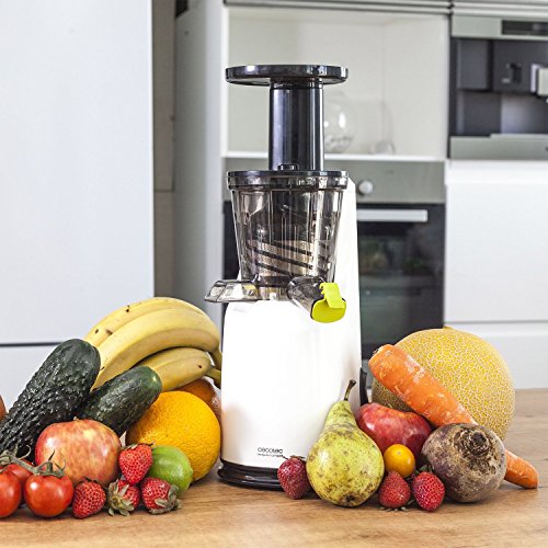 Cecotec Cecojuicer Compact Licuadora de Prensado en Frío, 45 rpm, 3 posiciones, Tambor de Tritan, BPA Free, Tapón antigoteo, 2 Salidas para el Zumo, Sistema de seguridad, 120 W