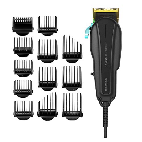 Cecotec Cortapelos Bamba PrecisionCare Pro Clipper Titanium,con cable profesional,cuchillas con recubrimiento de titanio con 12 peines.