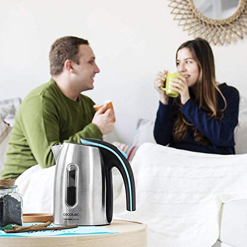 Cecotec Hervidor de Agua Eléctrico ThermoSense 220 Steel. 1,2 litros, Libre de BPA, Acero Inoxidable, Base 360º, Filtro Antical, Doble Sistema de Seguridad, 1630 W