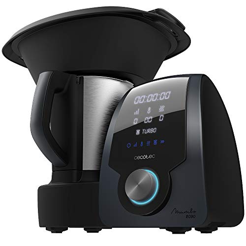 Cecotec Robot de Cocina Multifunción Mambo 8090. Capacidad 3,3L, Cuchara MamboMix, 30 funciones, Báscula Incorporada, Jarra de Acero Inoxidable Apta para Lavavajillas, Cestillo de Hervir, Recetario.