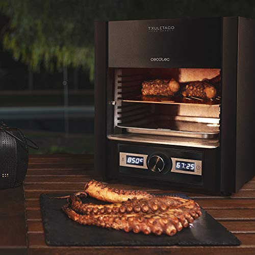 Cecotec Txuletaco The Beast 6850, Horno para asado, hasta 850°C, con 2000W de Potencia, con Parrilla de Acero Inoxidable, Bandeja recogegrasas y Sistema de Temperatura y Tiempo Regulables, Black