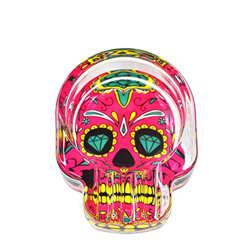 Cenicero de cigarrillos Azúcar artesanal Calavera de vidrio Cenicero Titular de ceniza de tres cigarrillos 62MM Cenicero de cristal