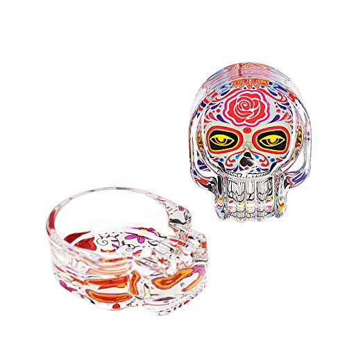 Cenicero de cigarrillos Azúcar artesanal Calavera de vidrio Cenicero Titular de ceniza de tres cigarrillos 62MM Cenicero de cristal