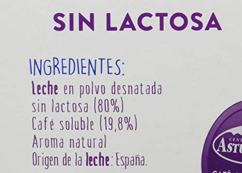 Central Lechera Asturiana Cápsulas de Café con Leche Sin Lactosa - 4 Paquetes de 16 Cápsulas