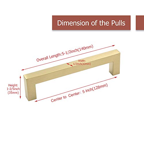 Cepillado latón armario cajón pomos para muebles armario de cocina tirador de puerta de oro de hardware – goldenwarm lsj12gd cuadrado armario tirador de puerta (acero inoxidable, 10 unidades