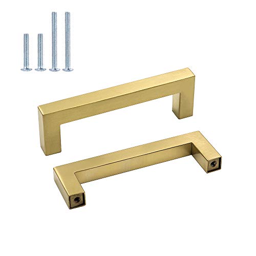 Cepillado latón armario cajón pomos para muebles armario de cocina tirador de puerta de oro de hardware – goldenwarm lsj12gd cuadrado armario tirador de puerta (acero inoxidable, 10 unidades