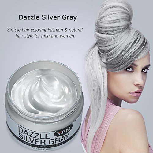 Cera Cabello Para Pelo Gris Plata, Crema Para Colorante Pelo Temporal, Y.F.M Silver Gray Hair Color Wax 4.23 onzas