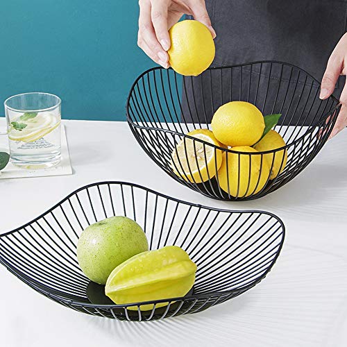 Cesta de frutero de mostrador, diseño Decorativo de Alambre de Acero Inoxidable de frutero con un Moderno Estilo Decorativo, Frutas, Verduras, bocadillos, artículos para el hogar (curva)