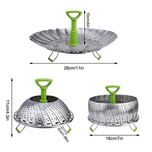 Cesta de Vapor Plegable Acero Inoxidable Vaporera de Verduras Cesta de Frutas Apto para Diversos Tamaños de Ollas 18 a 28 cm