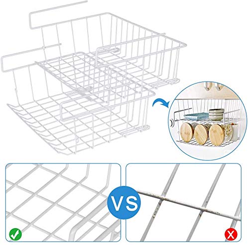 Cestas Almacenaje Cocina, 2pcs Debajo Estante Colgante Alambre de Organizador Cesta para Cocina Escritorio Estantería