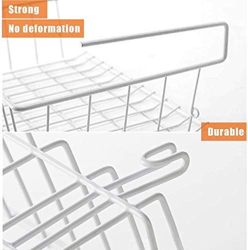 Cestas Almacenaje Cocina, 2pcs Debajo Estante Colgante Alambre de Organizador Cesta para Cocina Escritorio Estantería