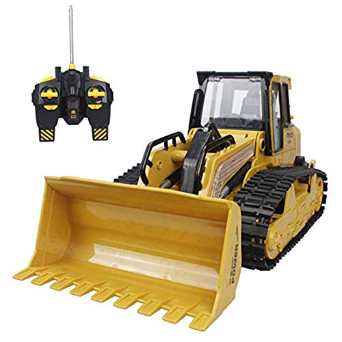 Cestbon Excavadora de Juguete Función 5 Completa del Canal de Control Remoto RC Bulldozer sobre orugas vehículo de construcción Excavadora cargadora Frontal del camión volquete,Amarillo