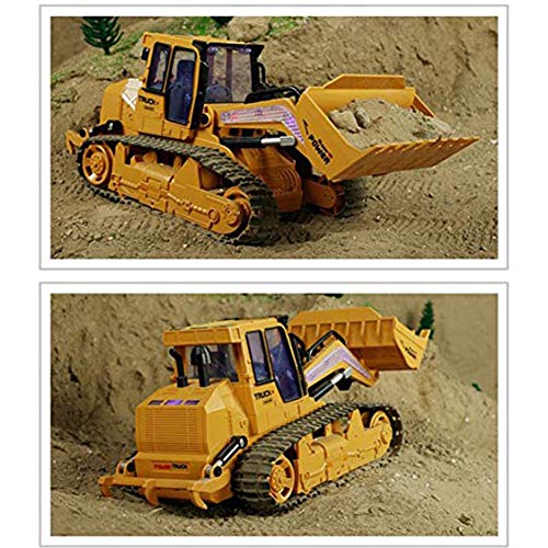 Cestbon Excavadora de Juguete Función 5 Completa del Canal de Control Remoto RC Bulldozer sobre orugas vehículo de construcción Excavadora cargadora Frontal del camión volquete,Amarillo