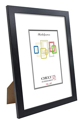 Chely Intermarket, Marco de Fotos A4 (Negro) MOD-254 (Pack de 4 uds), Hecho Madera sólida, Ancho de Bastidor 1,20cm con Acabado Elegante | Marco para títulos y certificados (254-A4*4-0,55)