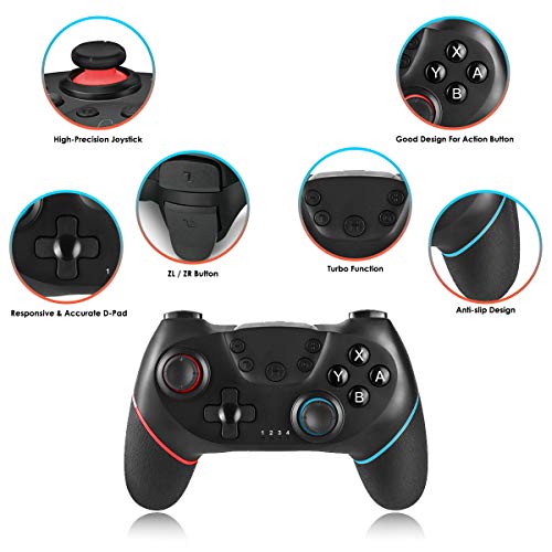 CHEREEKI Controlador Switch, Mando Inalámbrico, Controlador Inálambrico Azul para Nintendo Switch Gamepad Mando de Juegos (Función de Eje giroscópico de Soporte)