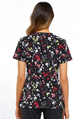 Cherokee Infinity Women's Round Neck Floral Print Scrub Top