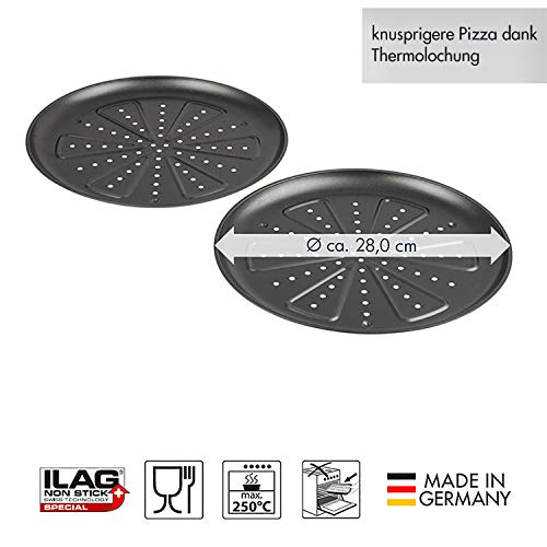 CHG 9776-46 Bandeja para Hornear Pizza, 2 Piezas, Diámetro: Aprox. 28 Cm, De Calidad Profesional, Resiste Temperaturas De hasta 250°