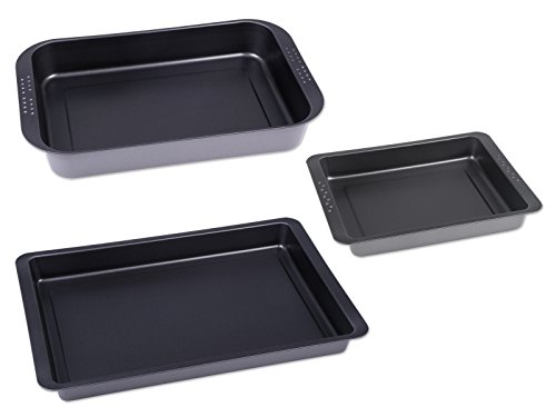 CHG 9905-104 - Juego de 3 bandejas Altas para Horno, Color Gris Oscuro Metalizado