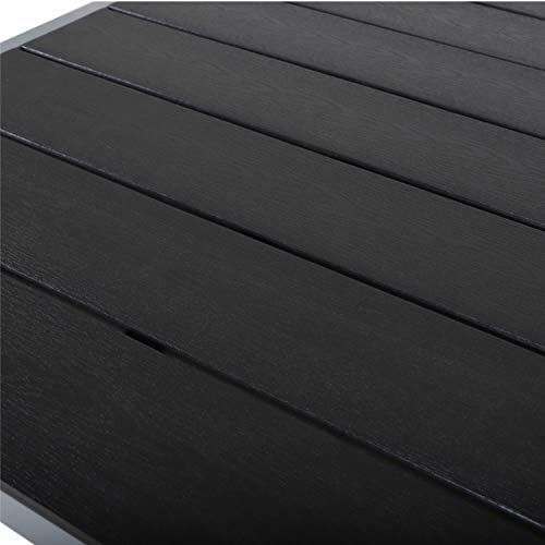 Chicreat - Mesa de aluminio con superficie de Polywood, 70 x 70 x 75 cm, plateado y negro