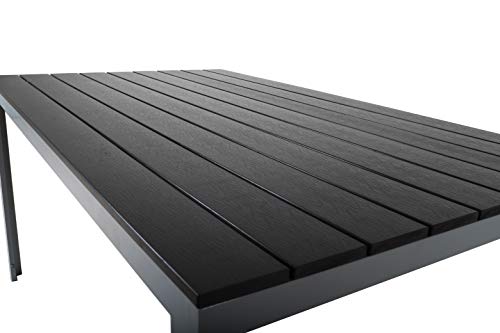 Chicreat - Mesa de comedor de aluminio y madera sintética para jardín, Color Negro/Plateado , 150 x 90 cm