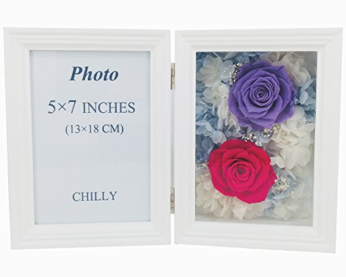 Chilly Immortal Marco de fotos con diseño de rosa y flores preservadas, rosas que nunca se marchitan, regalos para el día de la madre, día de San Valentín (marco de fotos de 57 pulgadas 2)