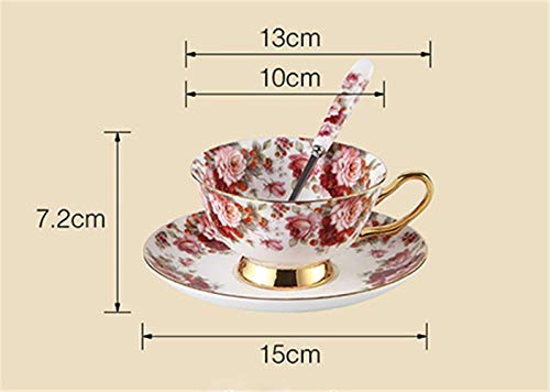 China De Hueso De Cerámica 2 juegos Taza De Té Taza De Café, Flor, Blanco Y Rojo