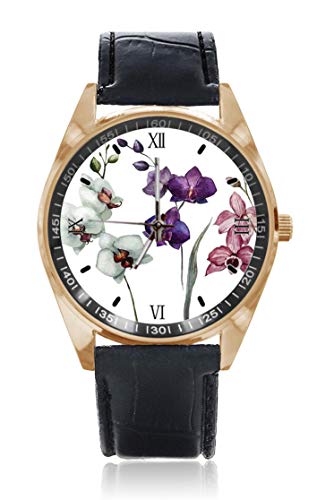 Choeter diferentes orquídeas y flores exóticas personalizadas para hombre y mujer, reloj de pulsera de acero inoxidable resistente al agua con correa de piel reemplazable