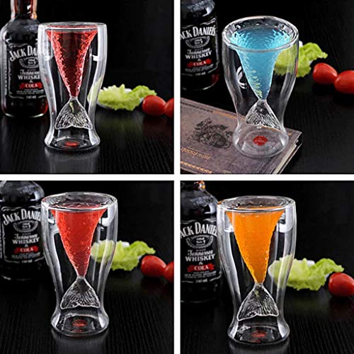 CHQYY Copas de Vino sin Tallo Sirena de la Copa de Vino - Vino Tinto de Cristal/Vidrio cóctel/Doble Vidrio/stalkless Copa de Vino/Home Bar Copa/Regalo Creativo / 4 Conjunto Pieza Apto para f