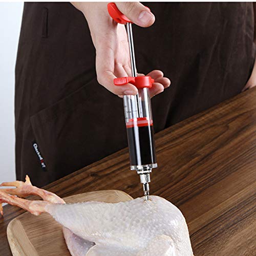 CHSEEO Jeringas de Cocina para Marinar Acero INOX Inyector de Salsas Jeringa para Condimentar Ideal para Marinar Carnes Cerdo, Pollo, Pavo o Rellenar Postres #1