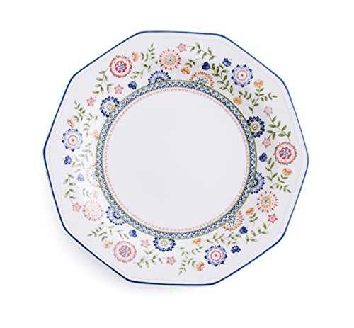 Churchill Vajilla de Loza Inglesa para 6 Personas, Forma decagonal, Decorado Floral, Porcelana, Marfil, 18 Piezas