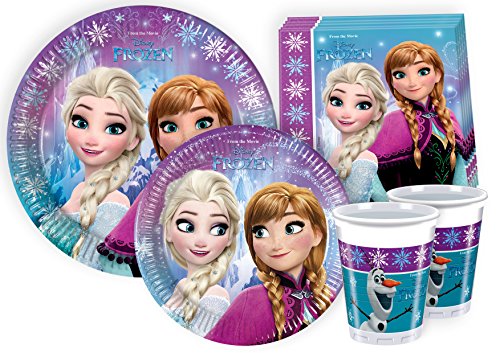 Ciao Y2500 Kit para mesa de fiesta Disney Frozen para 8 personas (44 piezas: 8 platos grandes, 8 platos medianos, 8 vasos, 20 servilletas)