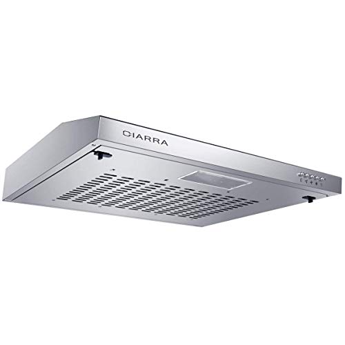 CIARRA Campana Extractora Decorativa 60cm 220m³/h 100W - 3 Velocidades de Extracción - Evacuación al Exterior y Recirculación Interna por Filtro de Carbón CBCS6903 - Acero Inoxidable Plata