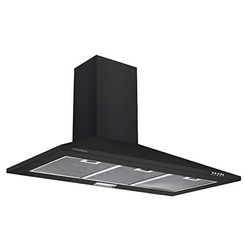 CIARRA CBCB9201 Campana Extractora Decorativa 90cm 380m³/h 65W - 3 Velocidades - Evacuación al Exterior y Recirculación Interna por Filtro de Carbón CBCF002 - Acero inoxidable Negro