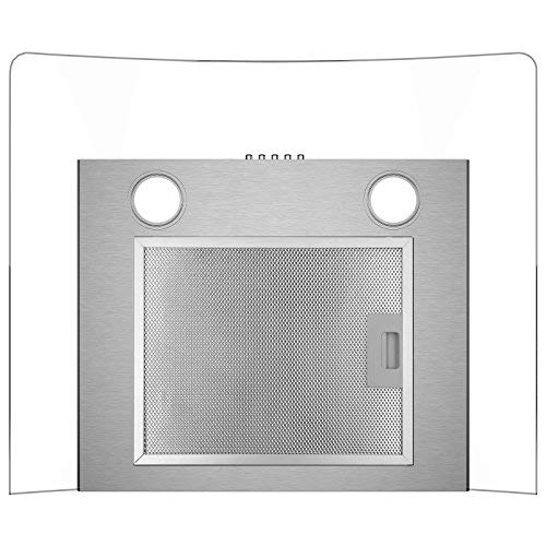 CIARRA CBCS6506B Campana Extractora de Pared 60cm 550 m³/h 100W- 3 Velocidades - Evacuación al Exterior y Recirculación Interna por Filtro de Carbón CBCF004 - Cristal & Acero Inoxidable - Plata