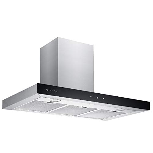 CIARRA CBCS9102 Campana Extractora 90cm 550m³/h 100W - Control Táctil - 3 Velocidades - Evacuación al Exterior y Recirculación Interna por Filtro de Carbón CBCF003 - Acero Inoxidable Plata