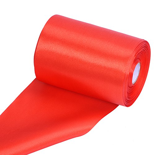 Cinta de Satén Ancha Color Sólido Cinta Decorativa Cinta de una Sola Cara de Manualidades, Rojo, 22 Yardas